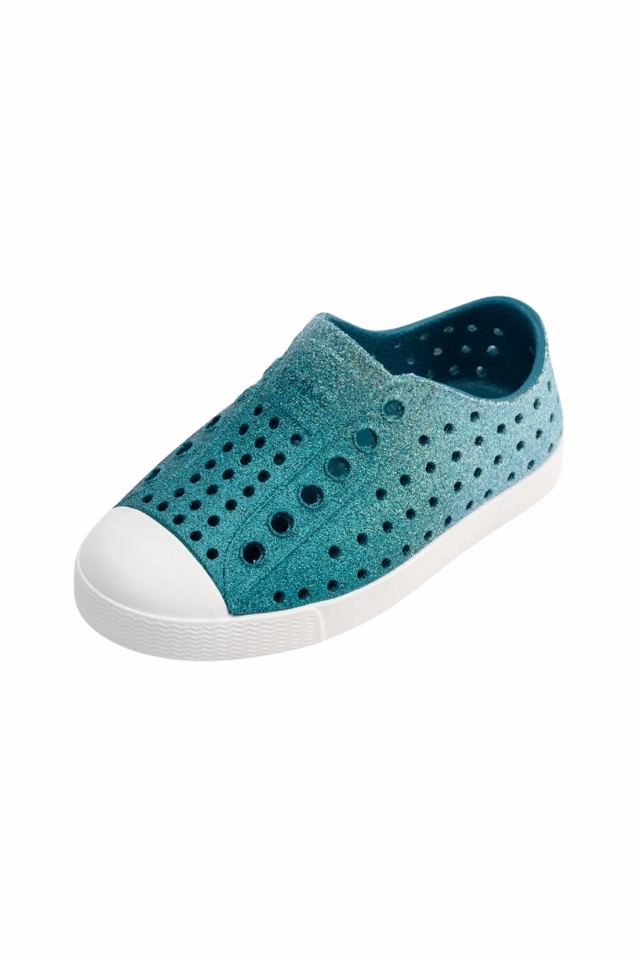 Italian Tennis Shoes Native Jefferson Bling Kids - Saba Patina/Shell White