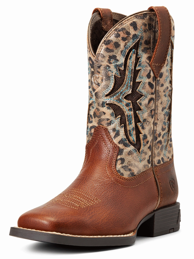 Ariat 10040258 Youth Koel VentTek Western Boot Metallic Leopard Spiced Cider - D Suede Boots Cowboy