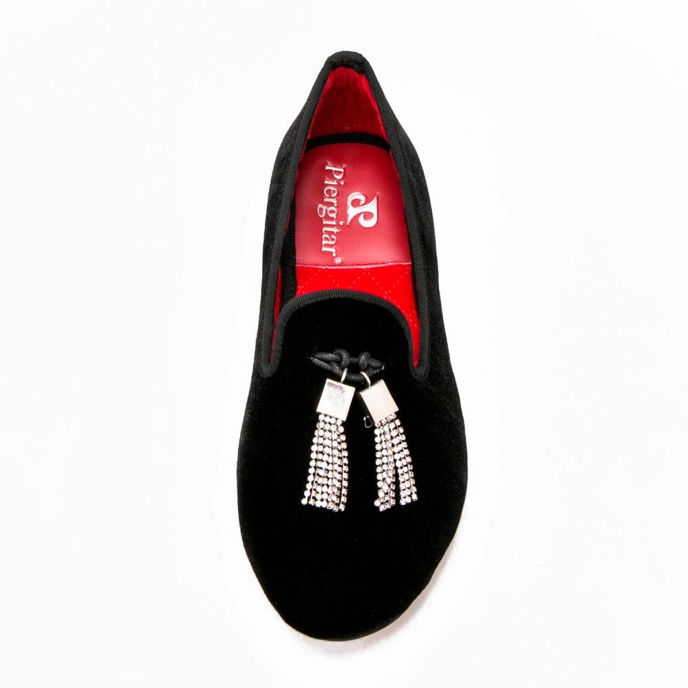 OneDrop Women Velvet Dress Shoes Rhinestone Tassel Wedding Party Prom Loafers