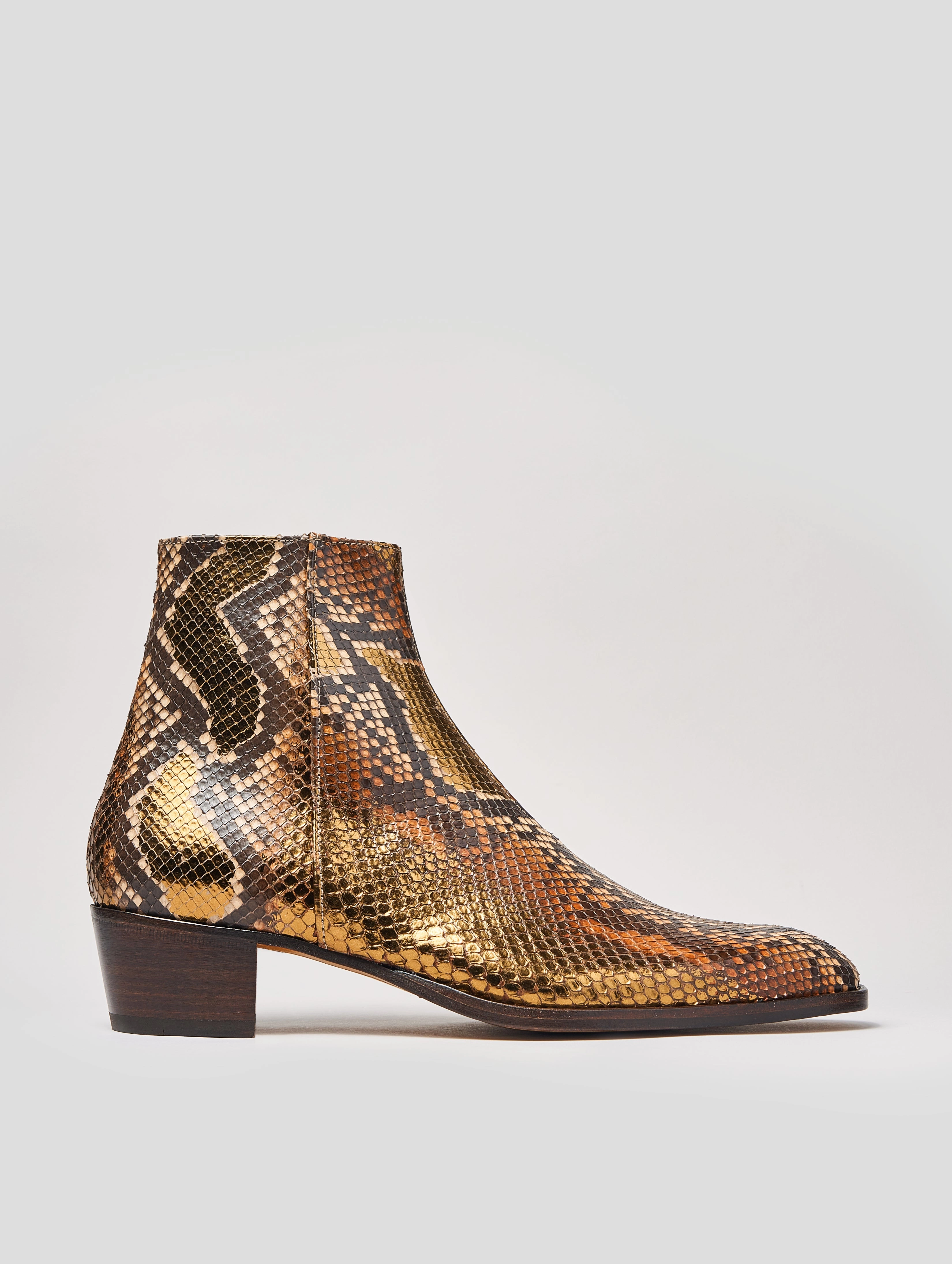 SONNY "SPECIAL EDITION" 40MM ANKLE BOOT IN GOLD SNAKESKIN Ranch Road Boots