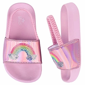 Grinch Christmas Slippers Holographic Girls Flip Flops Summer Sliders | Rainbows | Pink