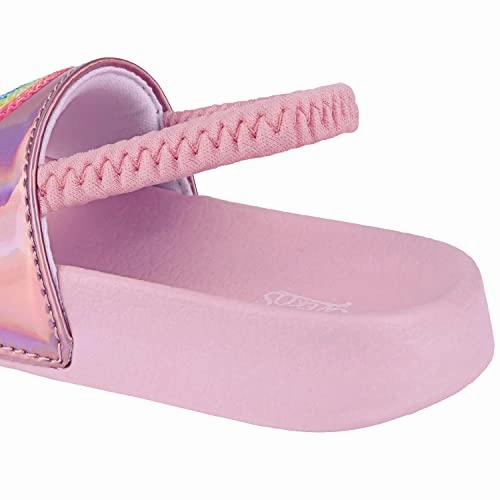 My Slippers Moccasins Holographic Girls Flip Flops Summer Sliders | Rainbows | Pink