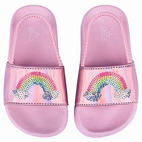 Holographic Girls Flip Flops Summer Sliders | Rainbows | Pink Cupid Slide