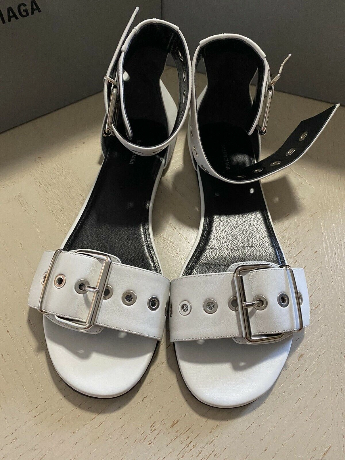 Affordable Running Shoes For Feet NIB $950 Balenciaga Women Belt Flat Sandal Shoes White 8 US ( 38 Eu ) Italy
