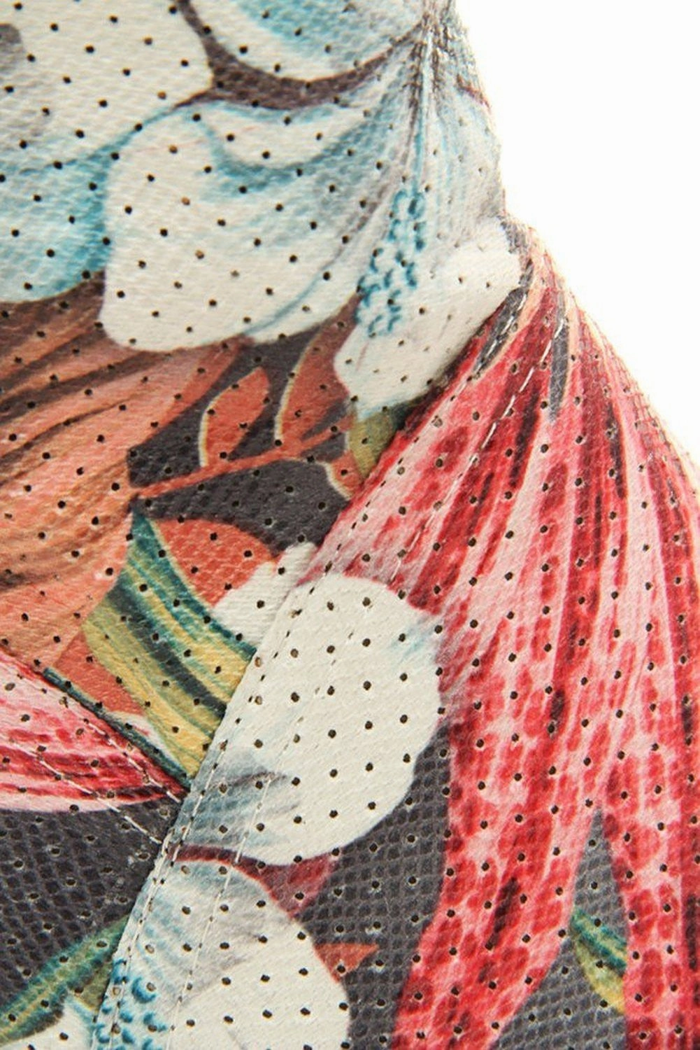 Tabitha Rain Boot Perforated Leatherette Tropical Floral Knee High Go-Go Boot