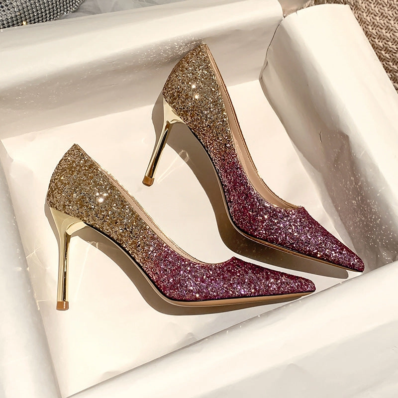 Winter Silver Crystal High Heel Bridesmaid Shoes Heel Height 5CM Asics Contend 8 Grade School Running Shoes