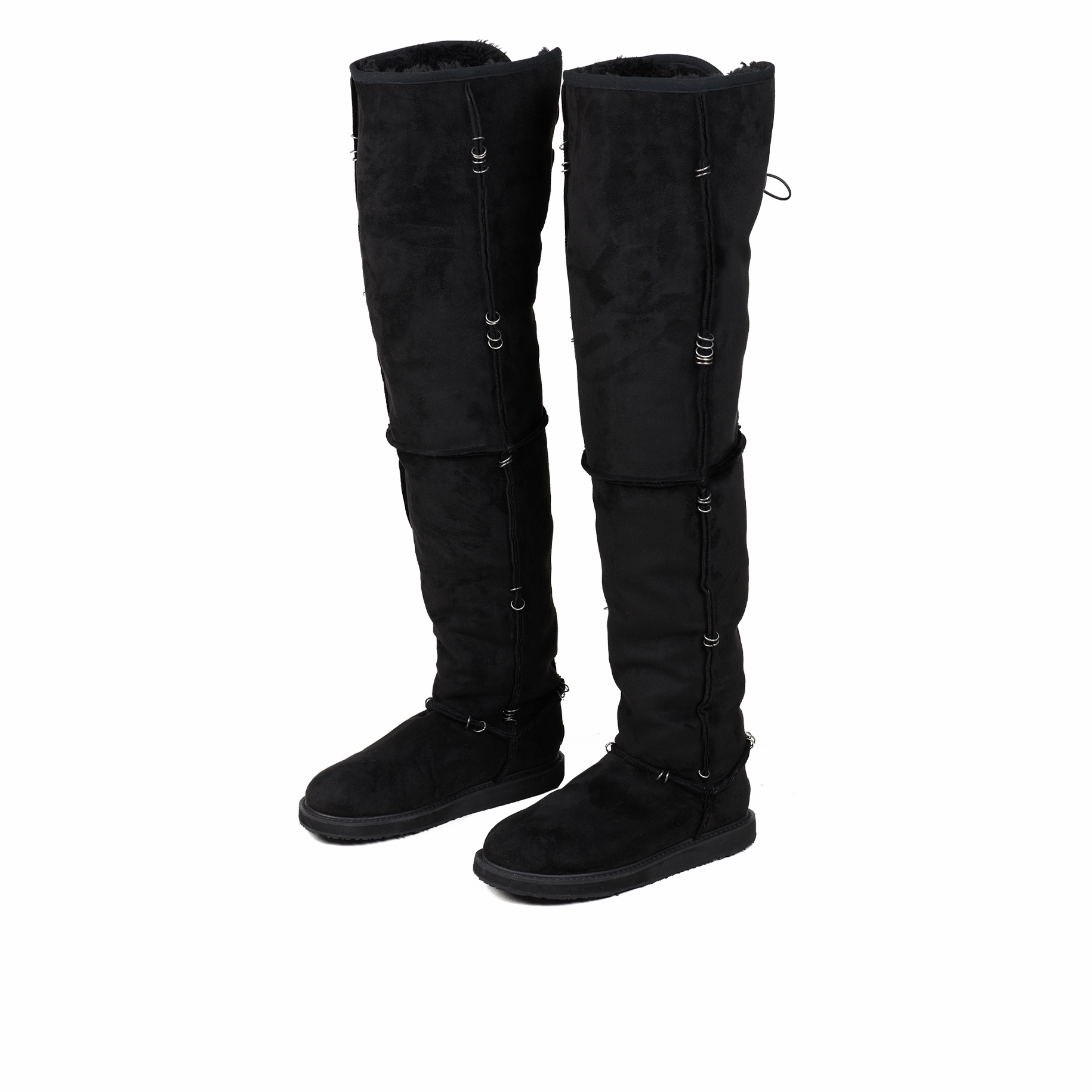 Pierced Thigh-High Suede Shearling Boots ( Made-to-Order ) Adidas Samoa Vintage Shoes