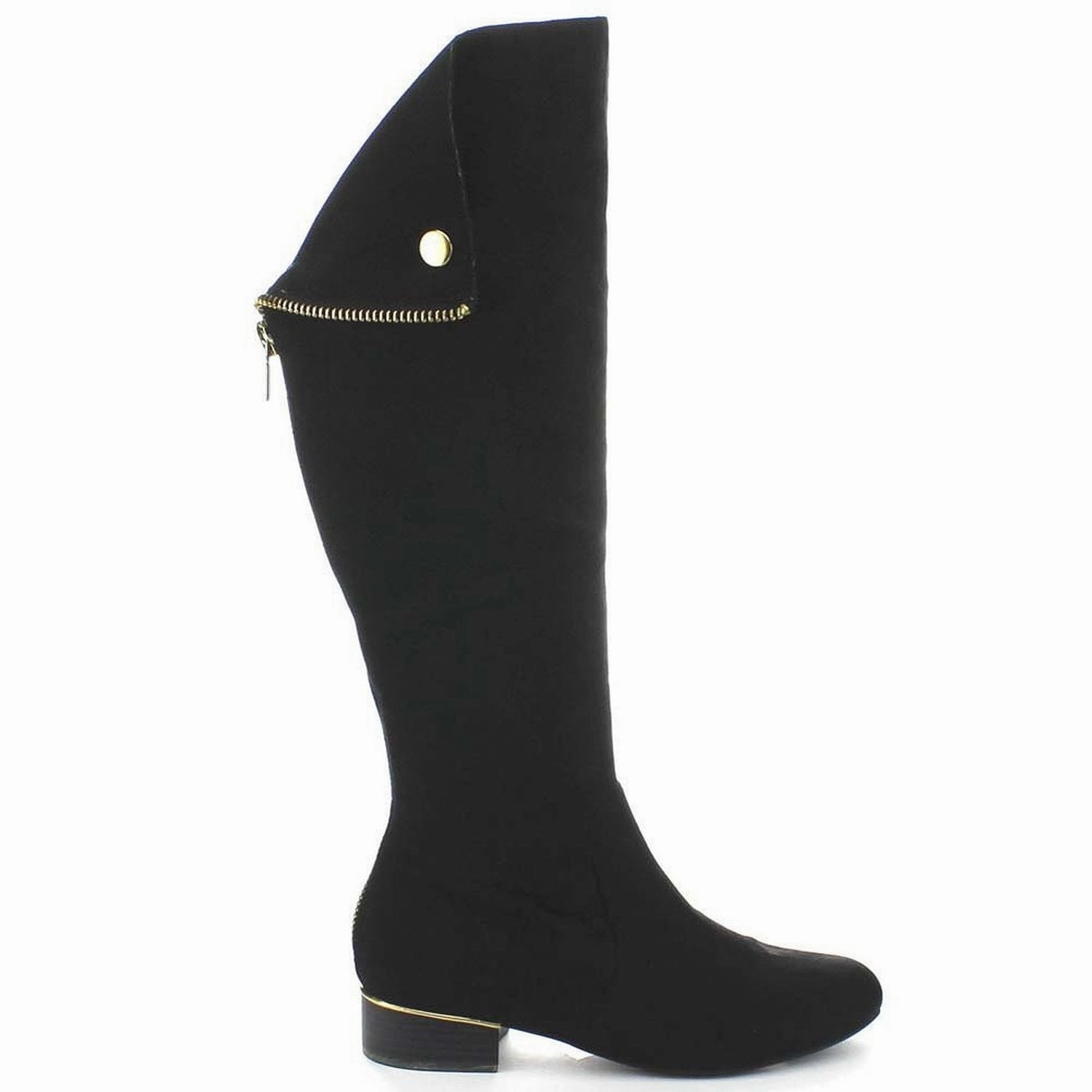 Staheekum Rain Boot Pirate Back Zipper Black Women's Slouchy Knee-high Vegan Boots
