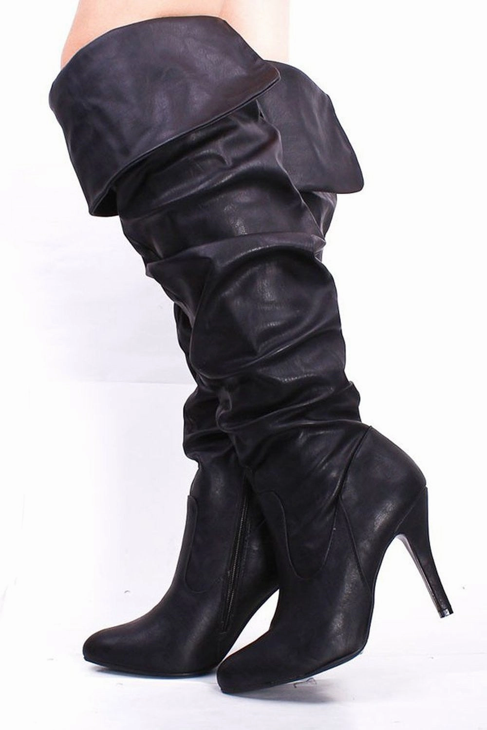 Hunter Original Tall Wide Calf Rain Boot Pirate Ruched Fold Over Sexy Slouchy Boots Fourever Funky