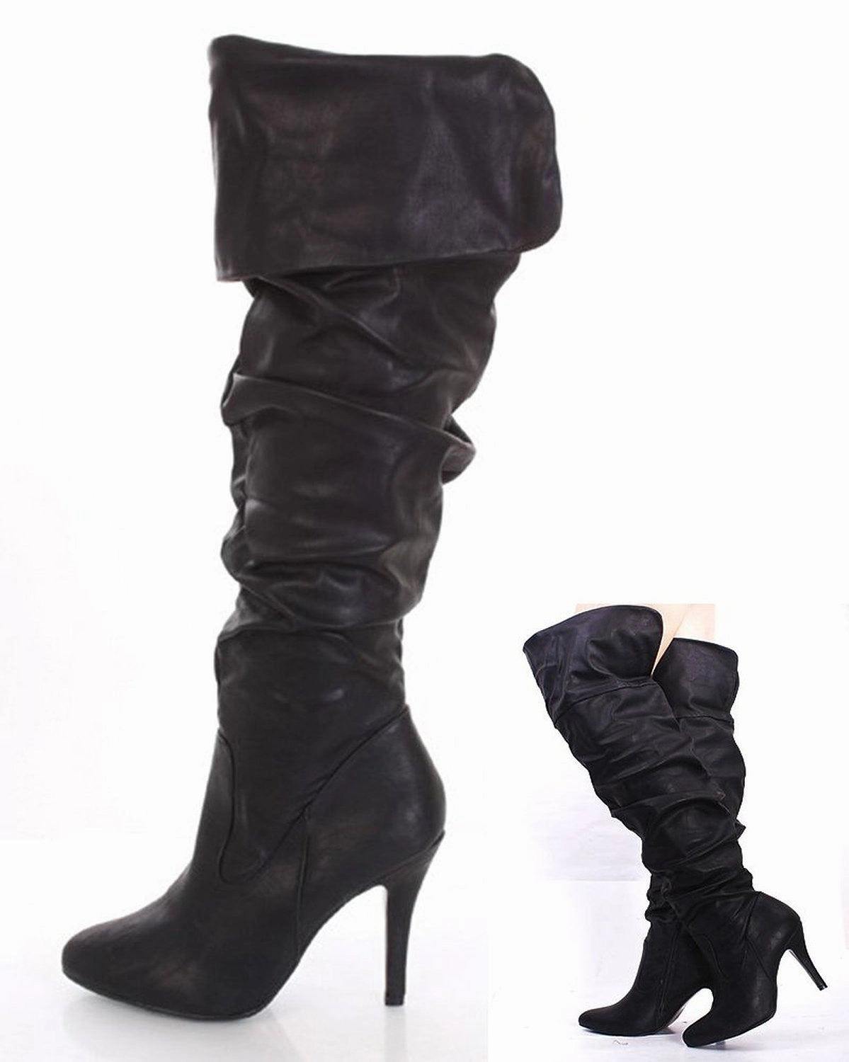 Pirate Ruched Fold Over Sexy Slouchy Boots Fourever Funky Hunter Rain Boots Used