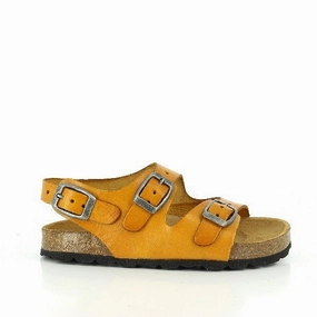 Peep Toe Mid Heel Sandals Plakton 110046 Brown Slingback Kids Sandals