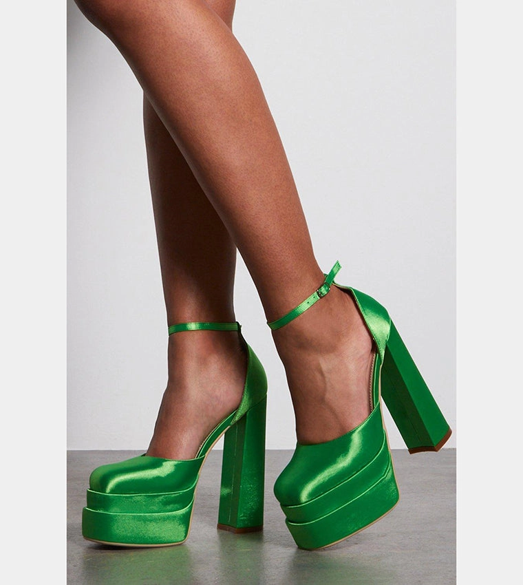 PLATFORM BLOCK HEEL COURT PUMP -JADE GREEN Asics Shoes For Supinators