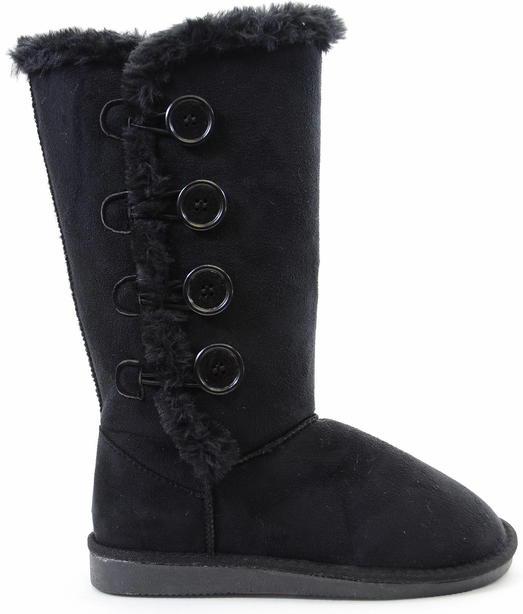 Rain Boots For Wide Calf Furry Button Flat Stitched Vegan Suede Women's Warm Boots