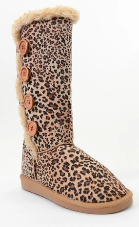 Michael Kors Rain Boots On Sale Furry Button Flat Stitched Vegan Suede Women's Warm Boots