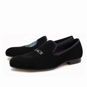 Loafers With Or Without Socks OneDrop Handmade Men Smoking Slippers Peace Velvet Embroidery Party Wedding Prom Loafers