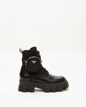Adidas Climax Shoes Prada Black Leather & Nylon Monolith Platform Combat Boots - 39.5