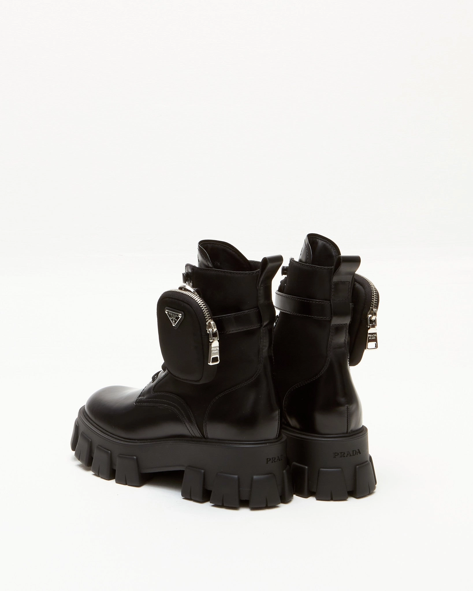 Prada Black Leather & Nylon Monolith Platform Combat Boots - 39.5 Adidas Shoes Nizza