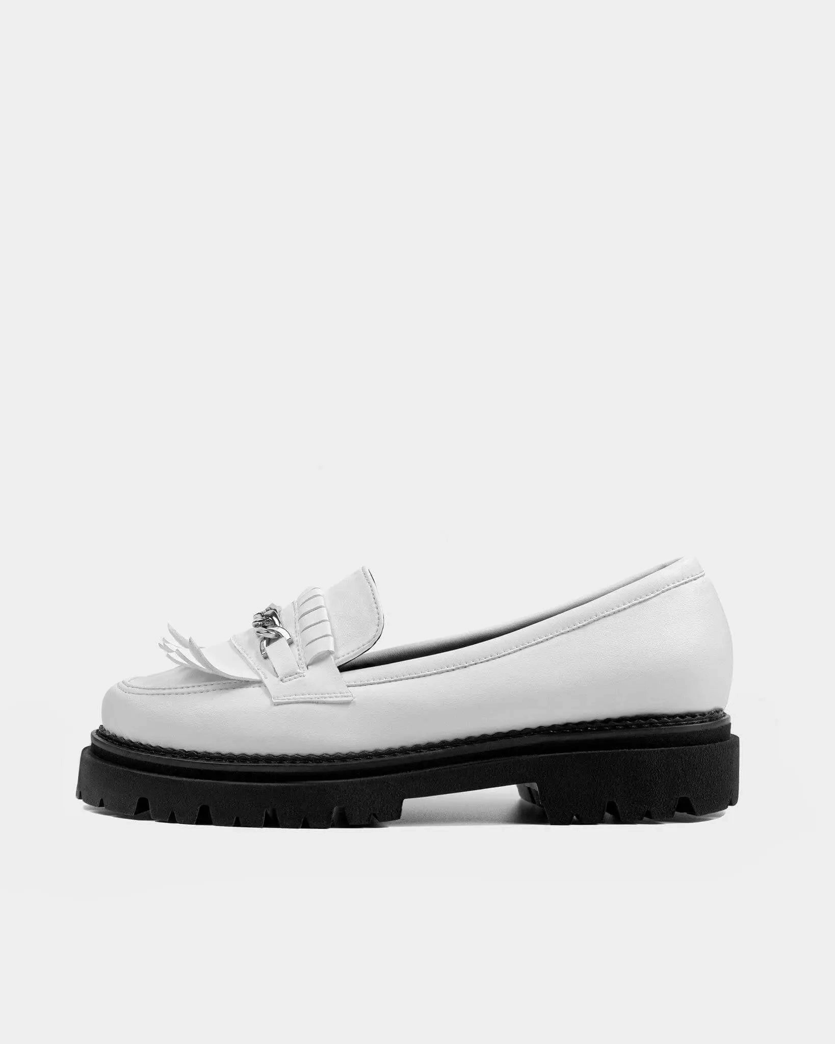 PRE-ORDER Vegan Chunky Loafers White Grape Leather Loafers by Bohema Quality Flat Shoes