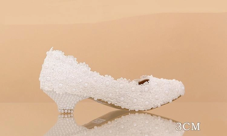 Pregnant Flat Heels Pearls Lace Pointed Toe White Wedding Bridal Shoes, S017 Asics Ard Racing Shoes