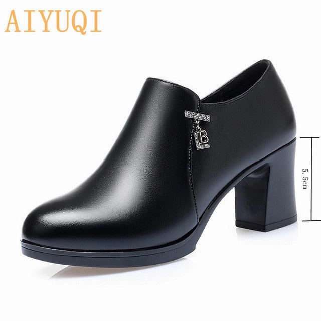 Hand Made Genuine Leather Red Thick  Square Heel Soft Surface Women's Shoes Sneaker Dress Shoes