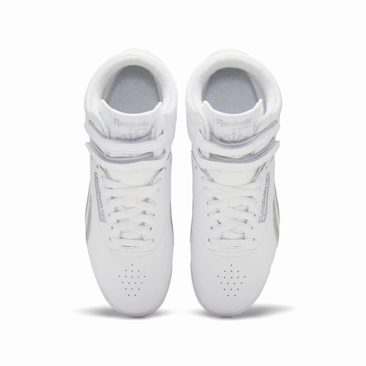Day-Long Wear REEBOK GX2232 F/S HI WMN'S (Medium) White/Silver Leather Lifestyle Shoes