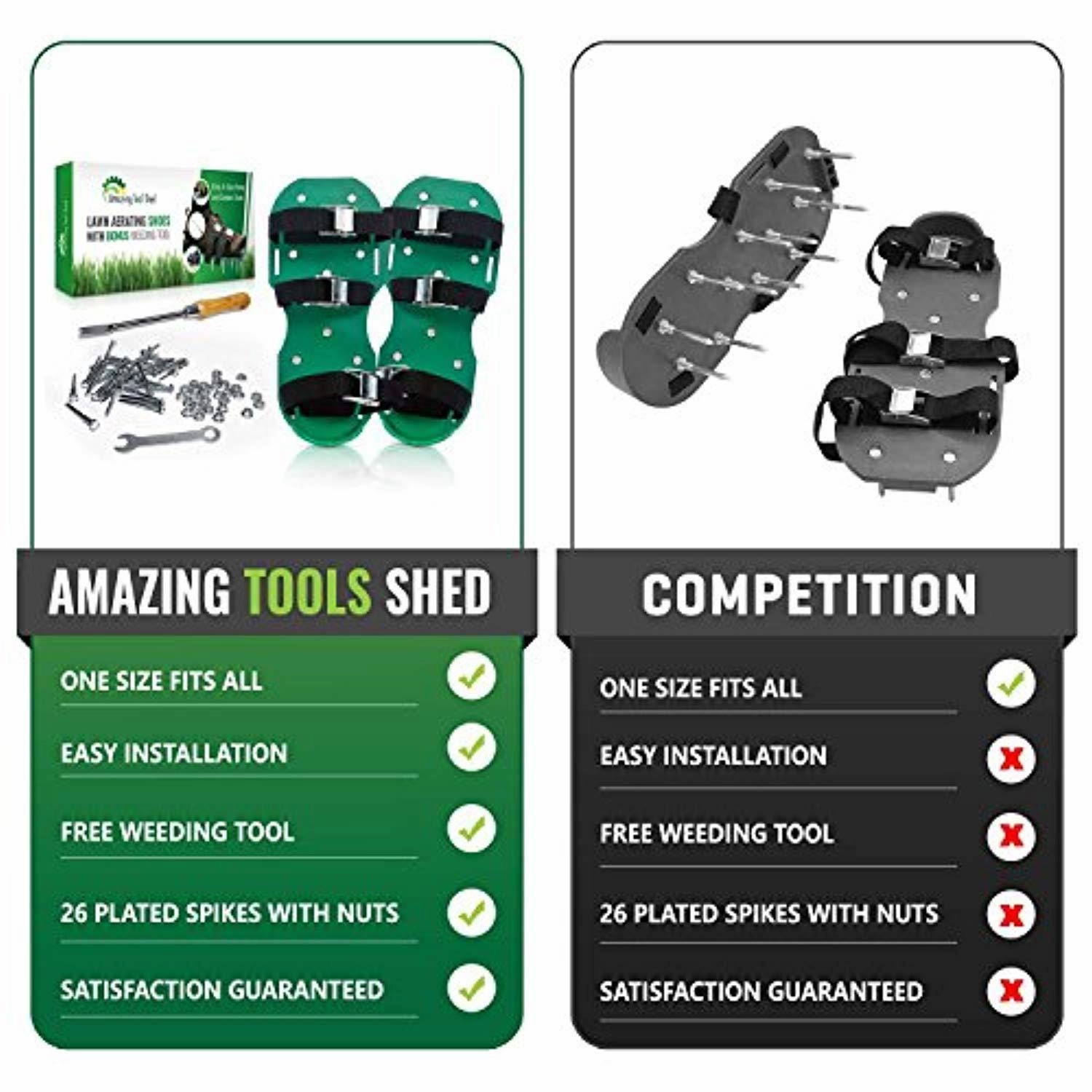 Asics Shoes San Francisco Premium Lawn Aerator Shoes - Heavy Duty 2 Spiked Sandals for Aerating Your Lawn or Yard - Revive Your Lawn Roots with Lawn Aerator Shoes - Comes with a Weed Pulling Tool