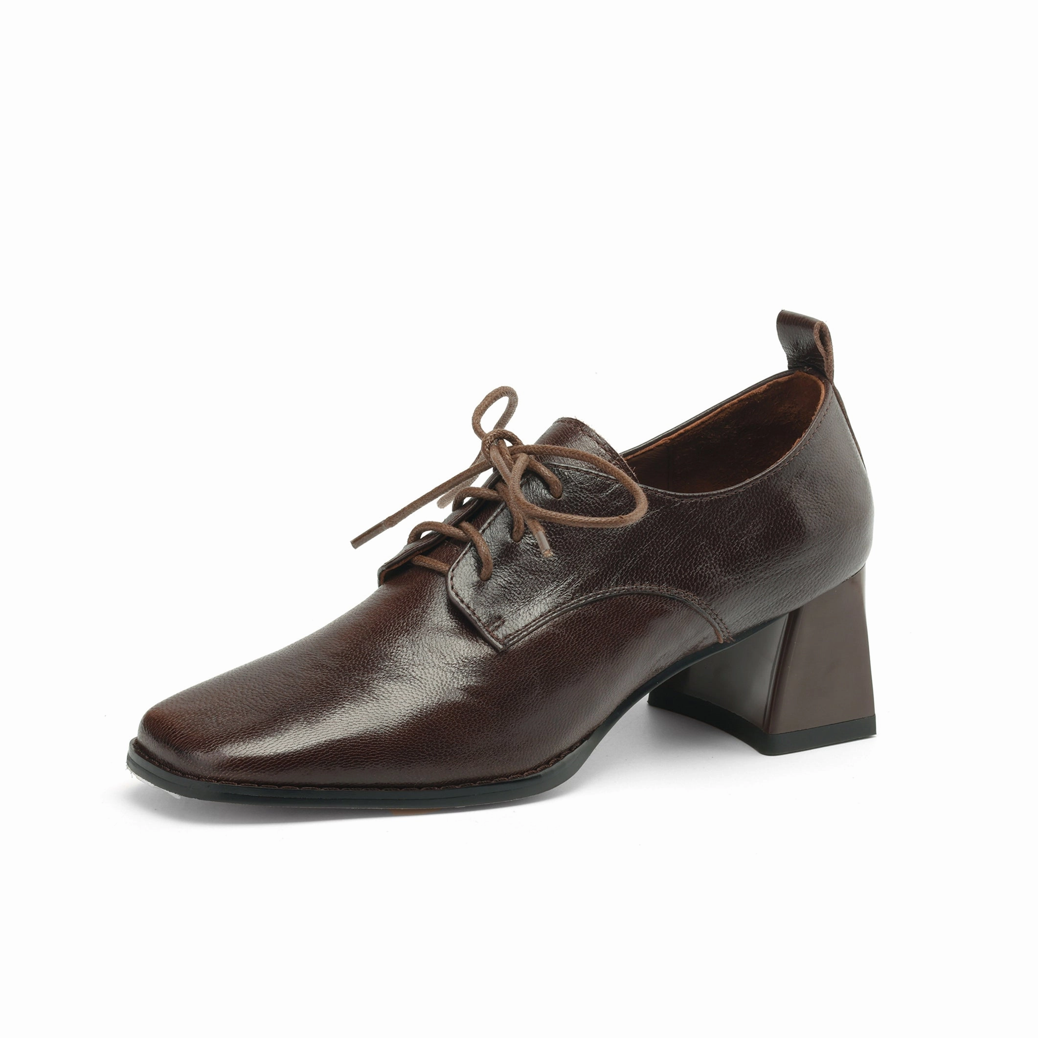 TinaCus Women's Genuine Leather Square Toe Handmade Lace Up Oxford Pumps Shoe Show Dress Shoes