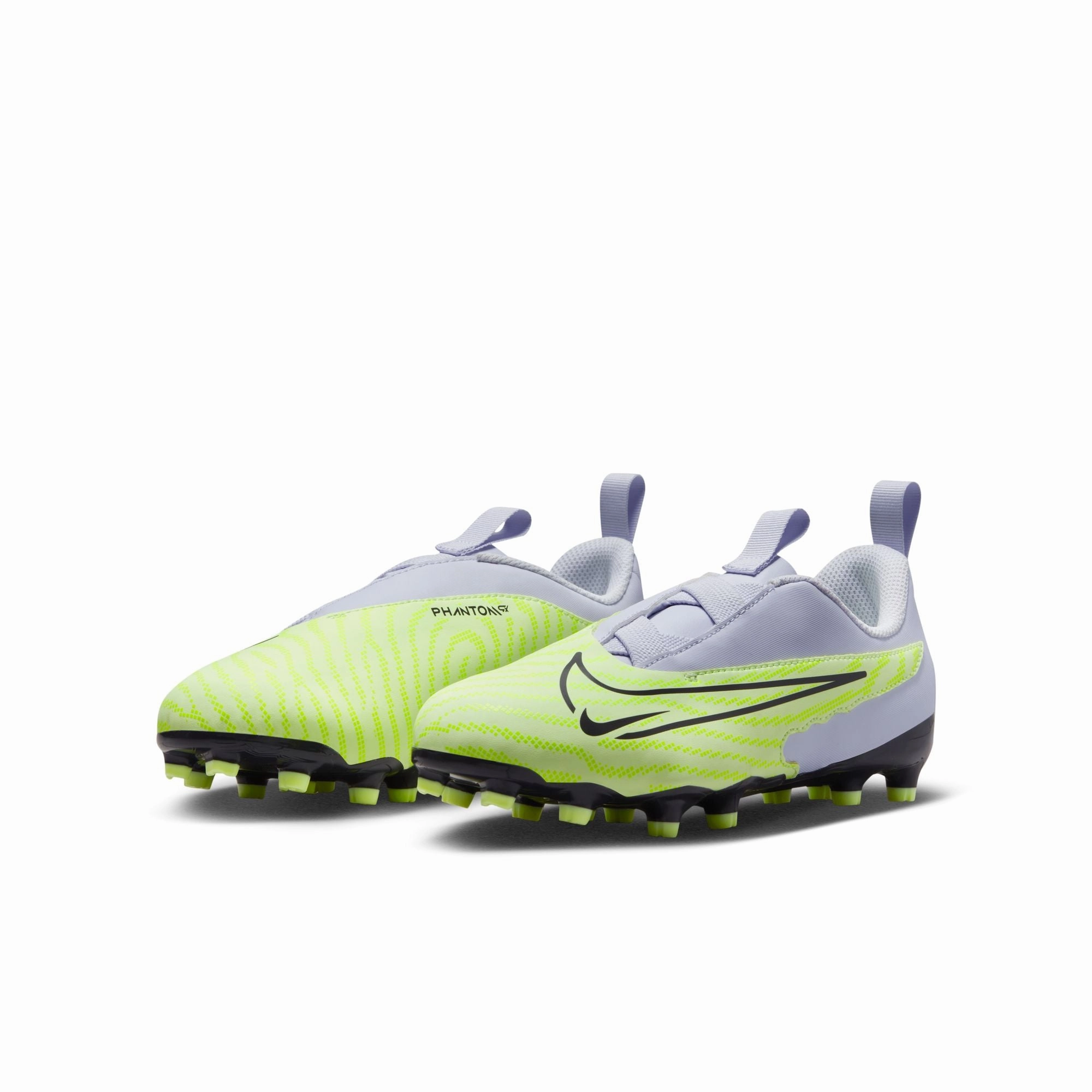 Nike Junior Phantom GX Academy FG/MG Firm Ground Soccer Cleats - Grey/Volt/Grape Concave Soccer Cleats