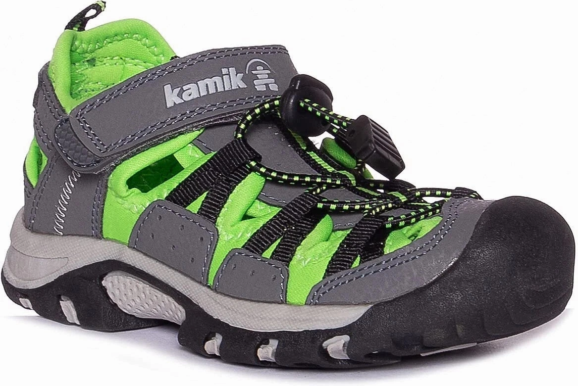 Kamik Wildcat HK4076-CL2 Little Kids Charcoal Lime Closed Toe Sandals JOBB988 Cool Sandals