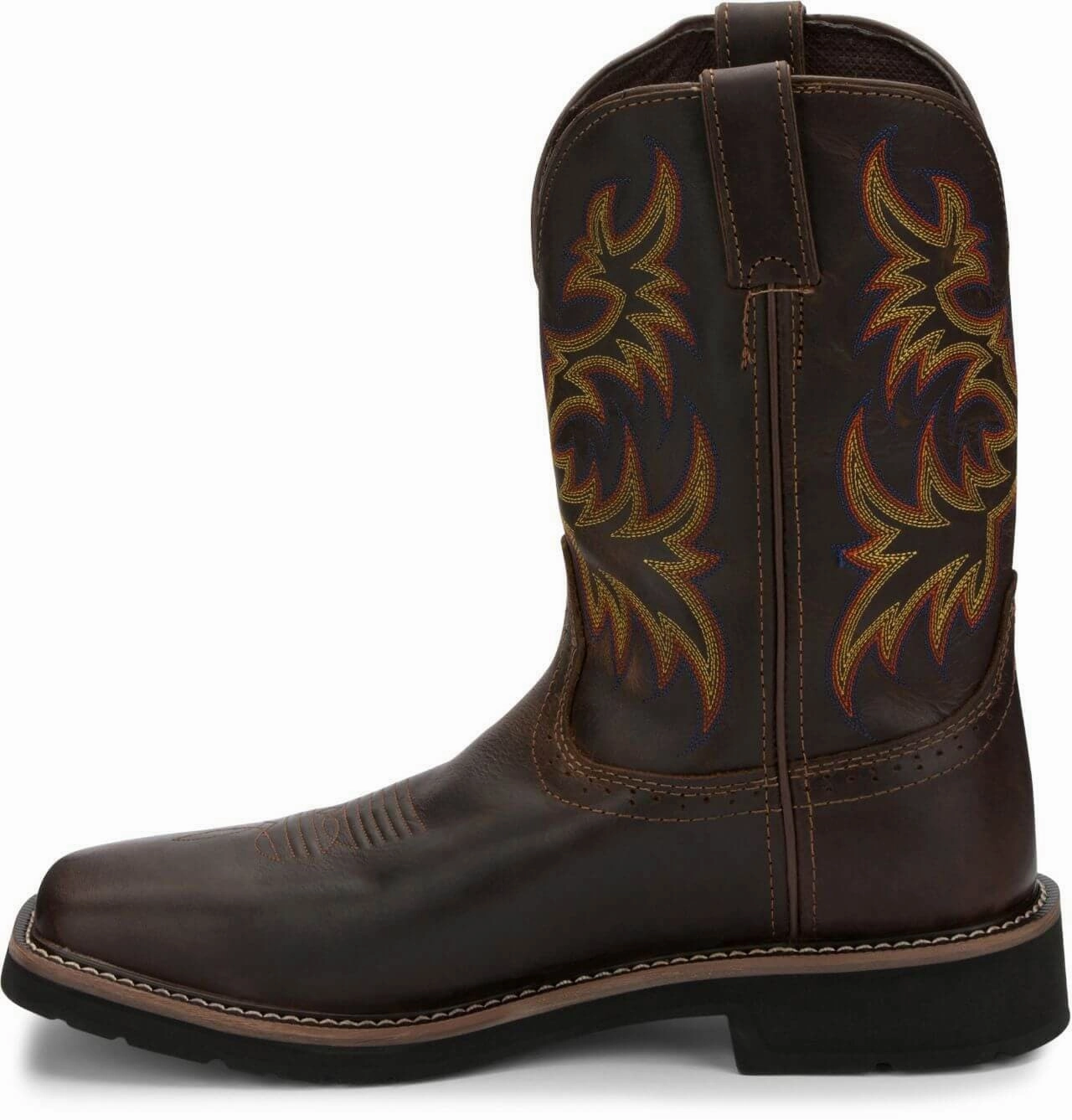 Moc Toe Steel Toe Work Boots Justin Men's 11" Waterproof Original Coffee Driller Square Toe Work Boots