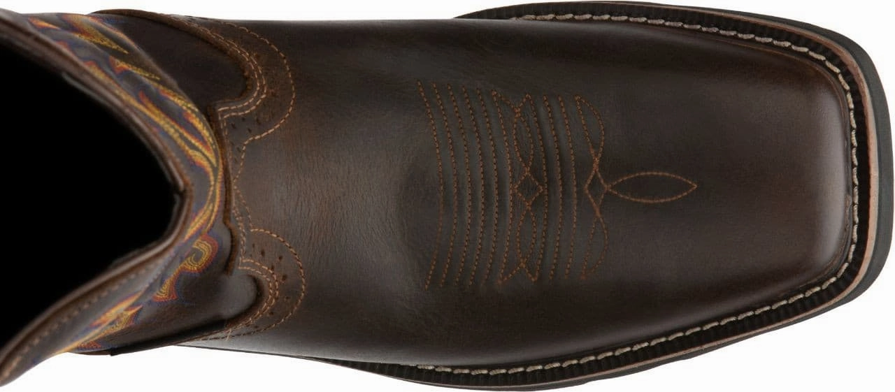 Justin Men's 11" Waterproof Original Coffee Driller Square Toe Work Boots Best Lace To Toe Work Boots