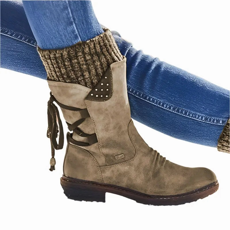 4eee Work Boots Low Heel Winter Boots for Women | Comfortable & Warm Design