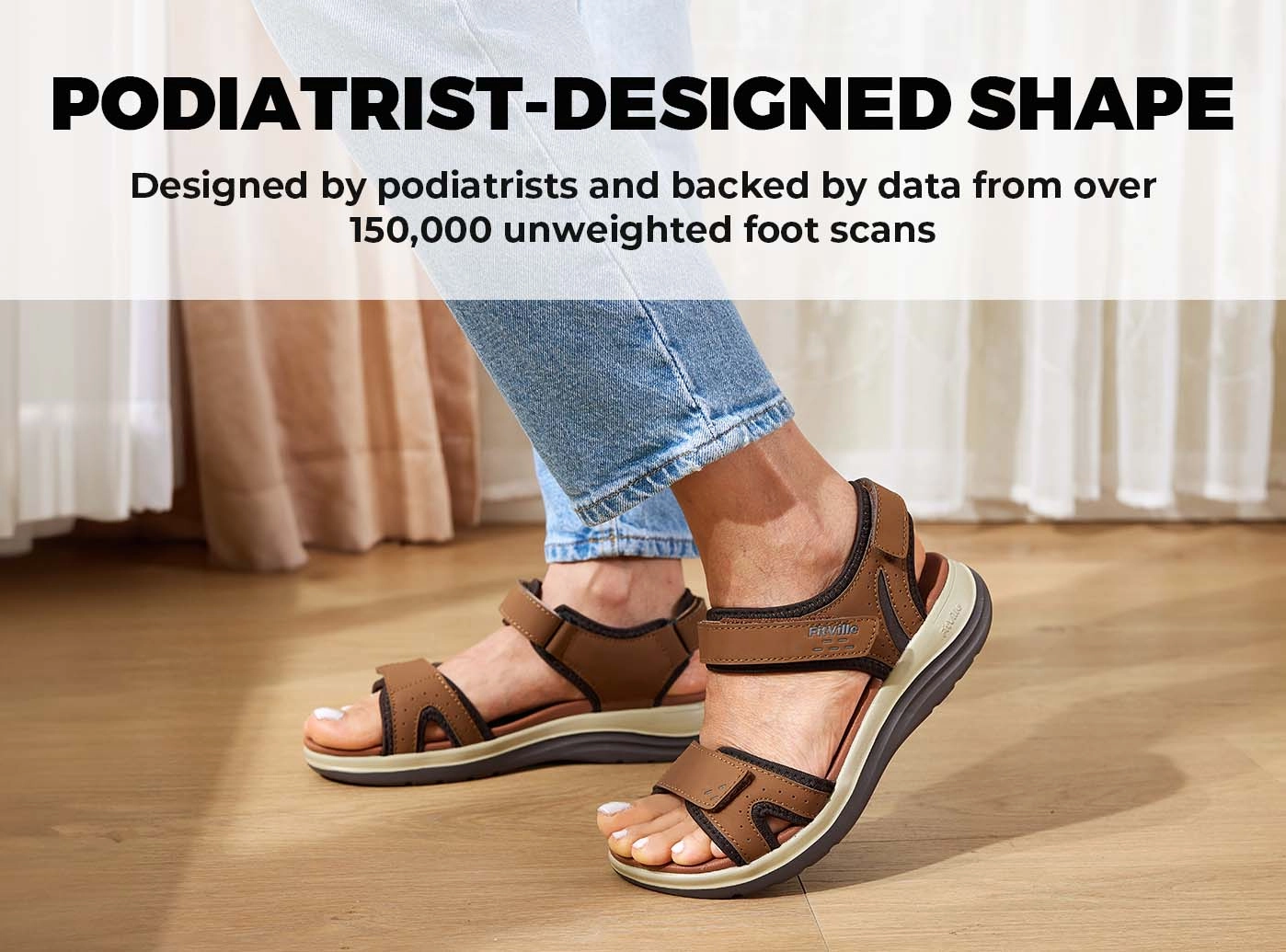 FitVille Women's FlexiWalk Sandal V1 Leopard Skin Flat Shoes