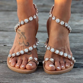 African Sandals Women Sandals Bling Crystal Summer Shoes