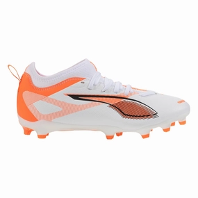Puma Ultra 5 Match FG/AG Junior Firm Ground Soccer Cleat -White/Black-Glowing Red Wedge Cleats Soccer
