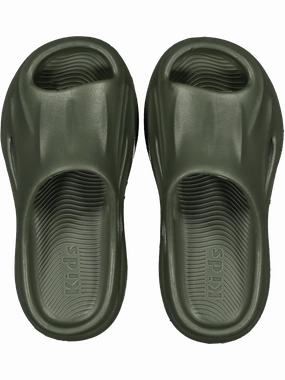 Green Moulded Slider Sandals Big Buckle Sandals