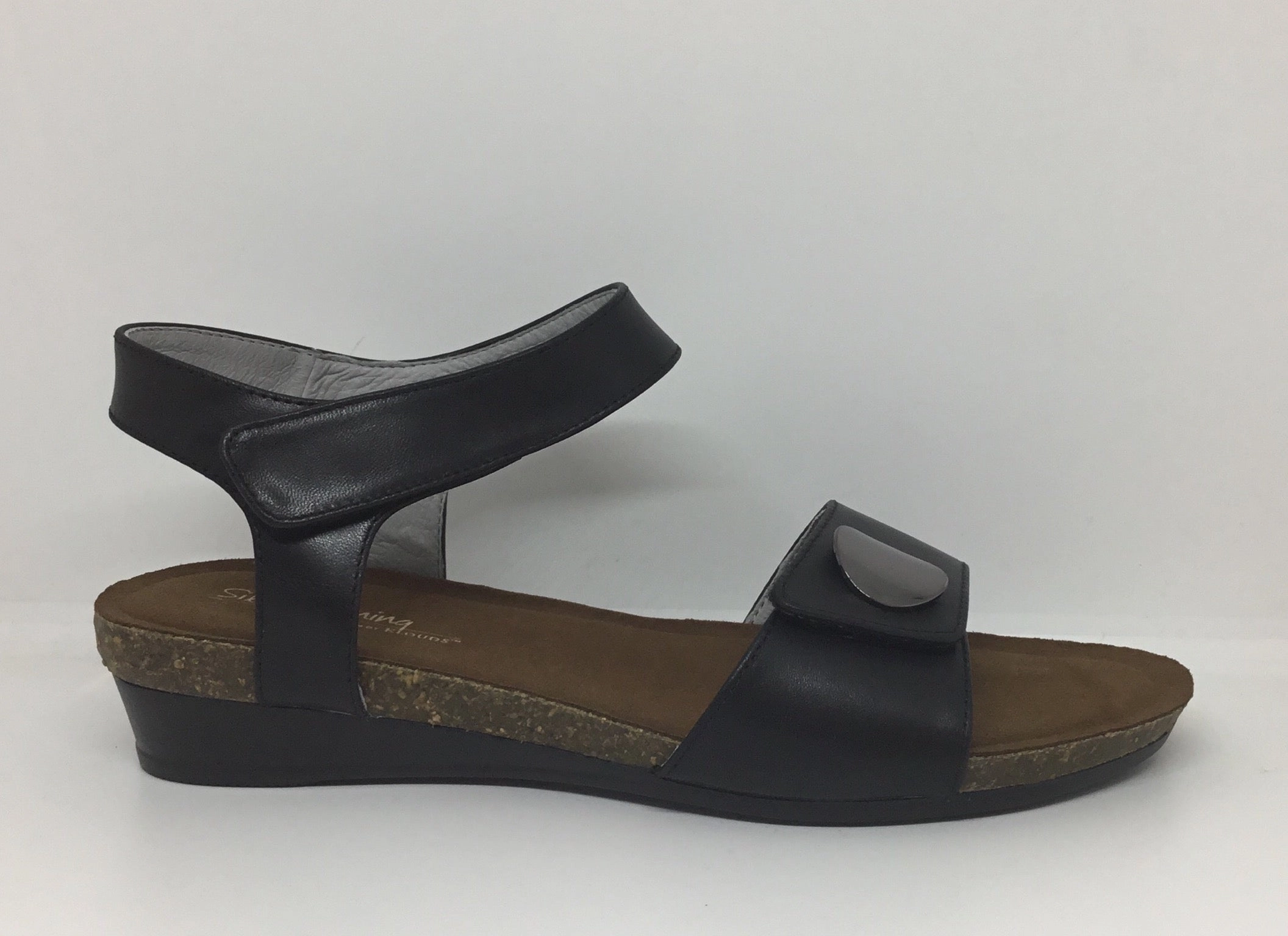 Klouds Silver Lining Happy Black Leather sandal Office Look Park Walk