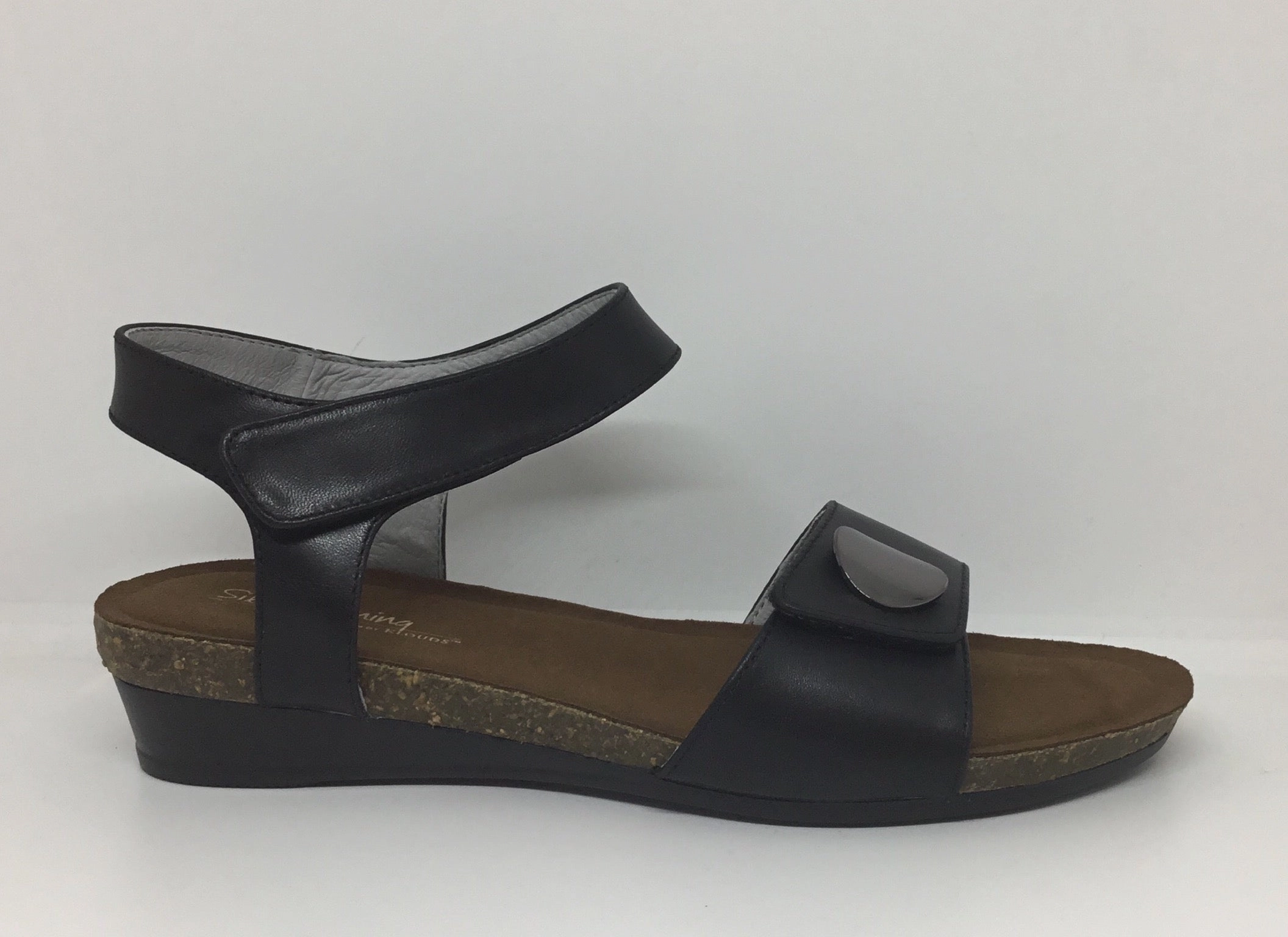 Hike Club Klouds Silver Lining Happy Black Leather sandal