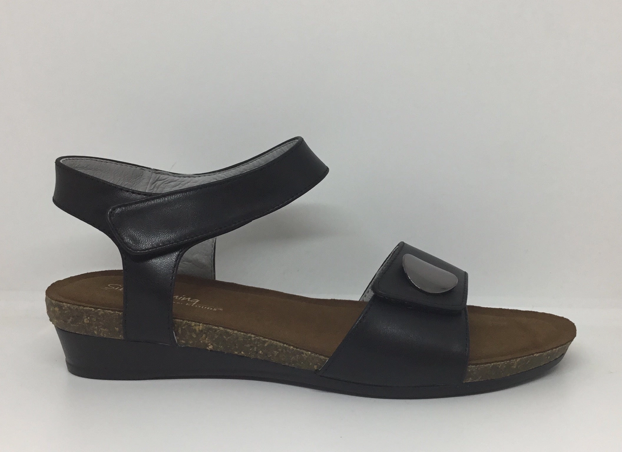 Klouds Silver Lining Happy Black Leather sandal Air Trip