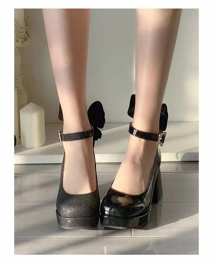 Open Toed Dress Shoes Pure Tea For Dream~Untouchable Butterfly~Elegant Lolita Heels Lolita Shoes PU Shining Platform