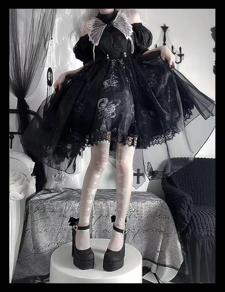 Wedge Heel Dress Shoes Pure Tea For Dream~Untouchable Butterfly~Elegant Lolita Heels Lolita Shoes PU Shining Platform