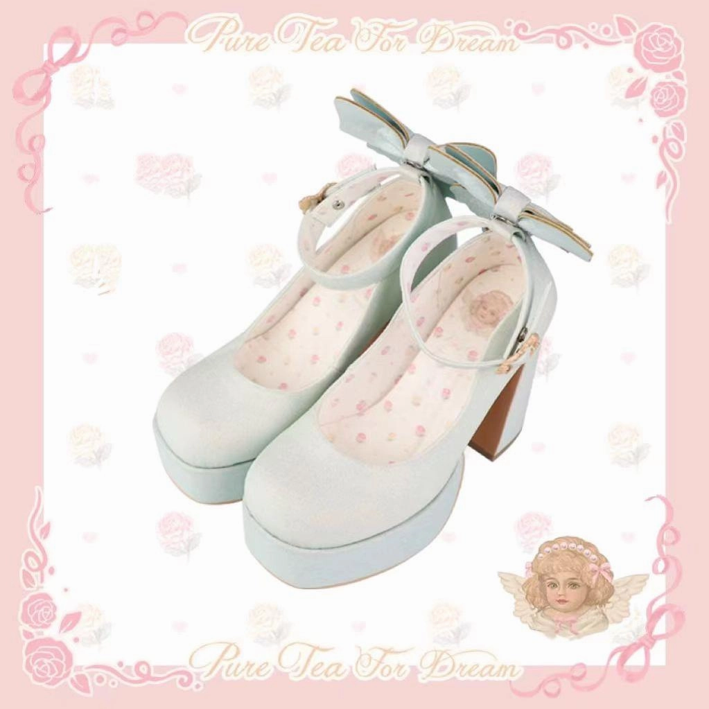 Dress Shoes That Are Comfortable Pure Tea For Dream~Untouchable Butterfly~Elegant Lolita Heels Lolita Shoes PU Shining Platform