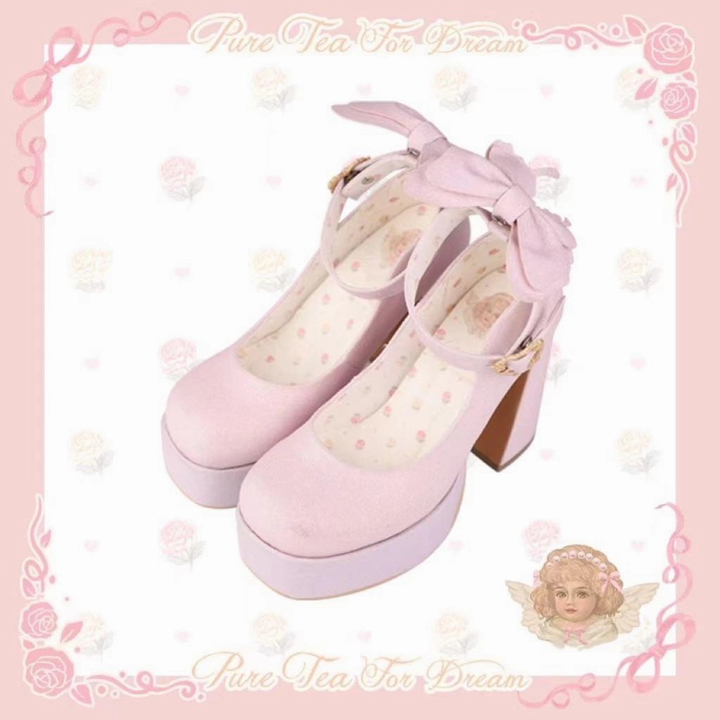Pure Tea For Dream~Untouchable Butterfly~Elegant Lolita Heels Lolita Shoes PU Shining Platform Ankle Socks