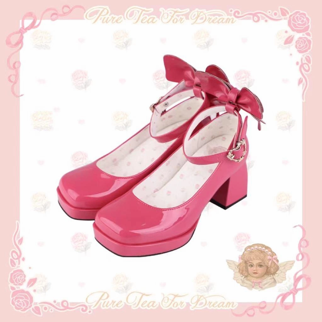 Elsa Dresses And Shoes Pure Tea For Dream~Untouchable Butterfly~Elegant Lolita Heels Lolita Shoes PU Shining Platform