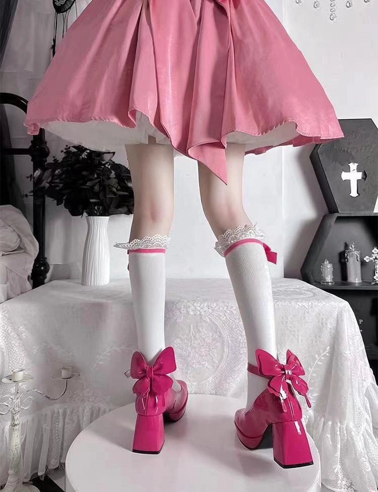 Pure Tea For Dream~Untouchable Butterfly~Elegant Lolita Heels Lolita Shoes PU Shining Platform Best Dress Shoes Comfort