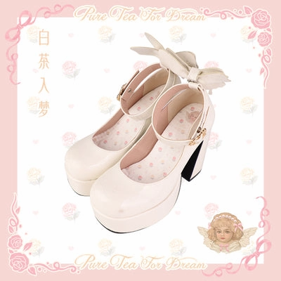 Pure Tea For Dream~Untouchable Butterfly~Elegant Lolita Heels Lolita Shoes PU Shining Platform Size 15 Casual Dress Shoes
