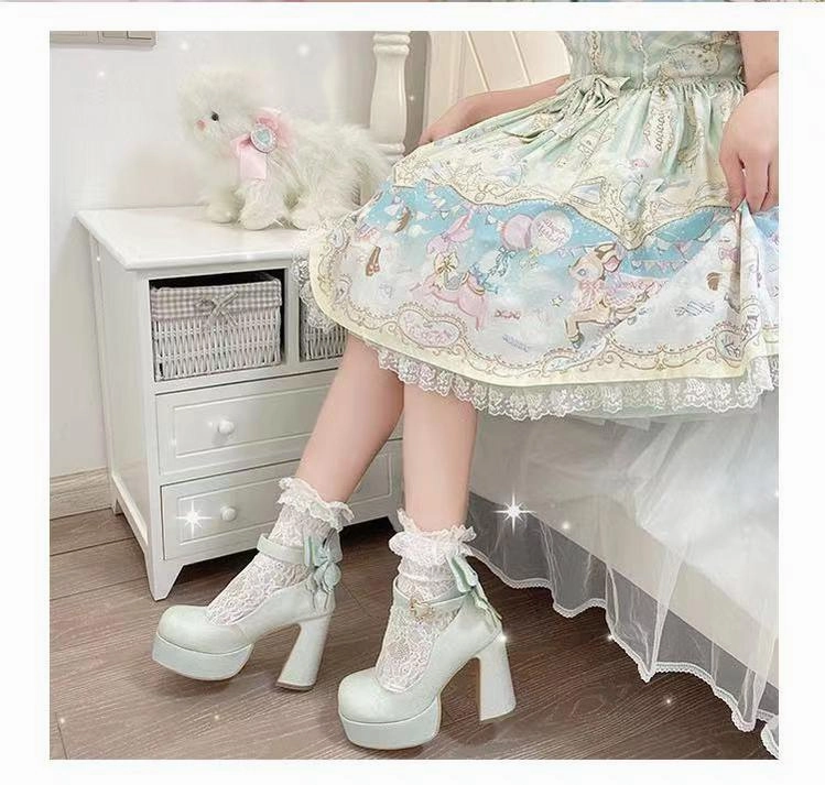 Dress Shoes Crocs Pure Tea For Dream~Untouchable Butterfly~Elegant Lolita Heels Lolita Shoes PU Shining Platform