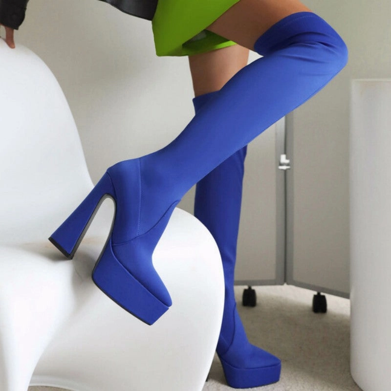 Adidas Shoe Size Conversion Chart Purpdrank - Blue Casual Patchwork Solid Color Pointed Shoes (Heel Height 5.51in)