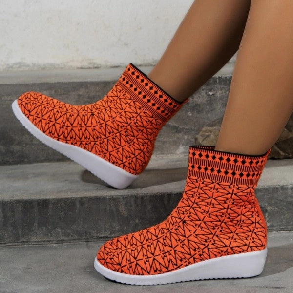 Purpdrank - Tangerine Red Casual Patchwork Round Comfortable Out Door Shoes New Adidas Wrestling Shoes
