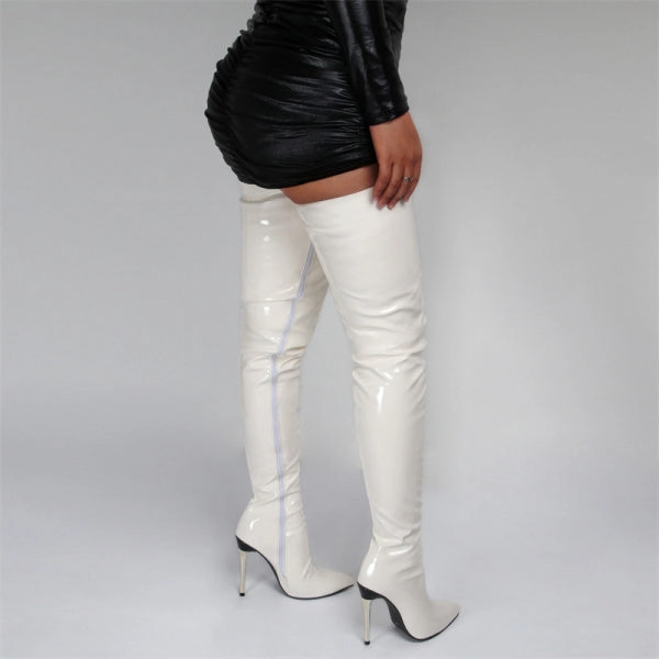 Adidas Torsion Tennis Shoes Purpdrank - White Casual Patchwork Solid Color Pointed Keep Warm Comfortable Shoes (Heel Height 4.72in)